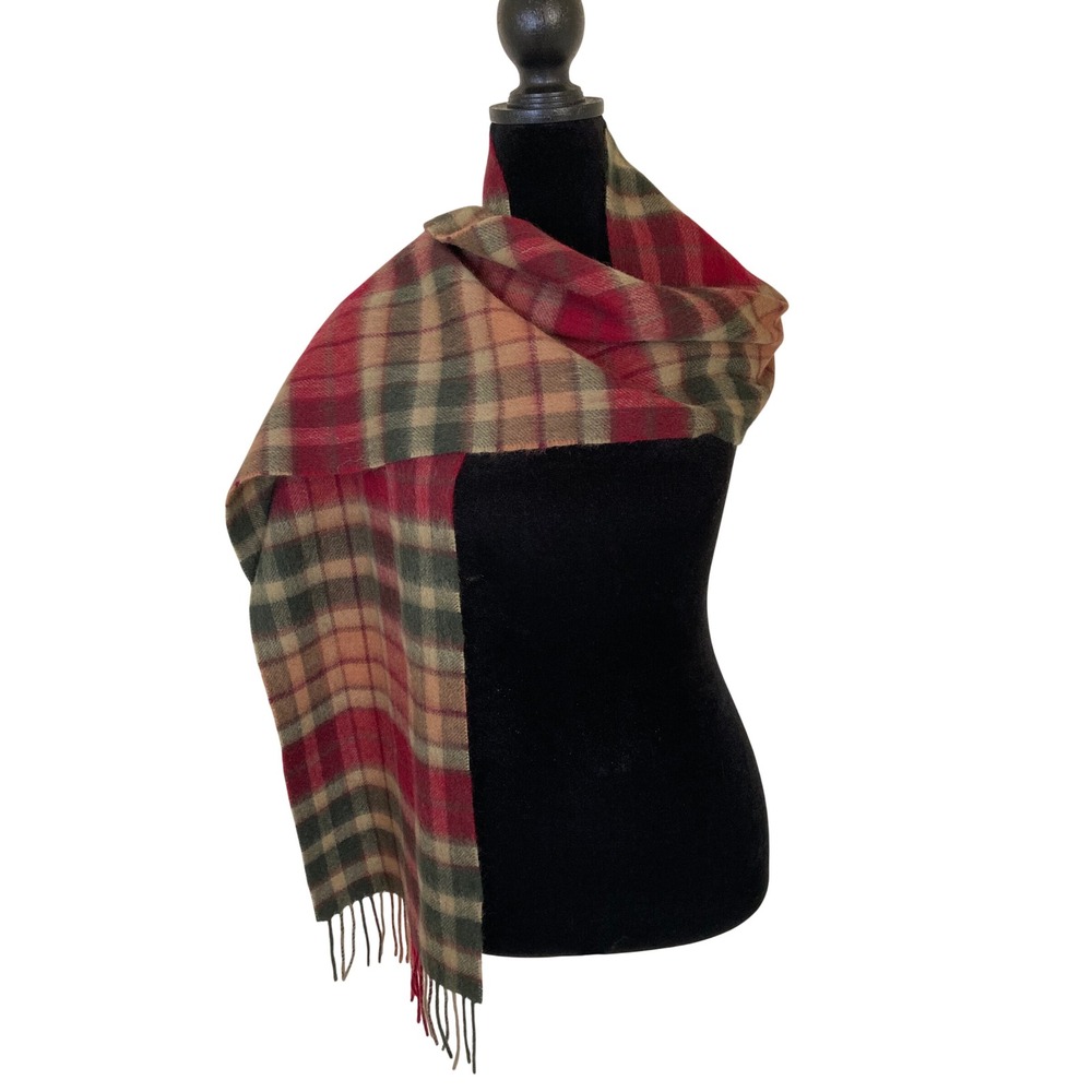 Edinburgh 100% Lambswool Tartan Scarf Buchanan Autumn Red Green Plaid A03248